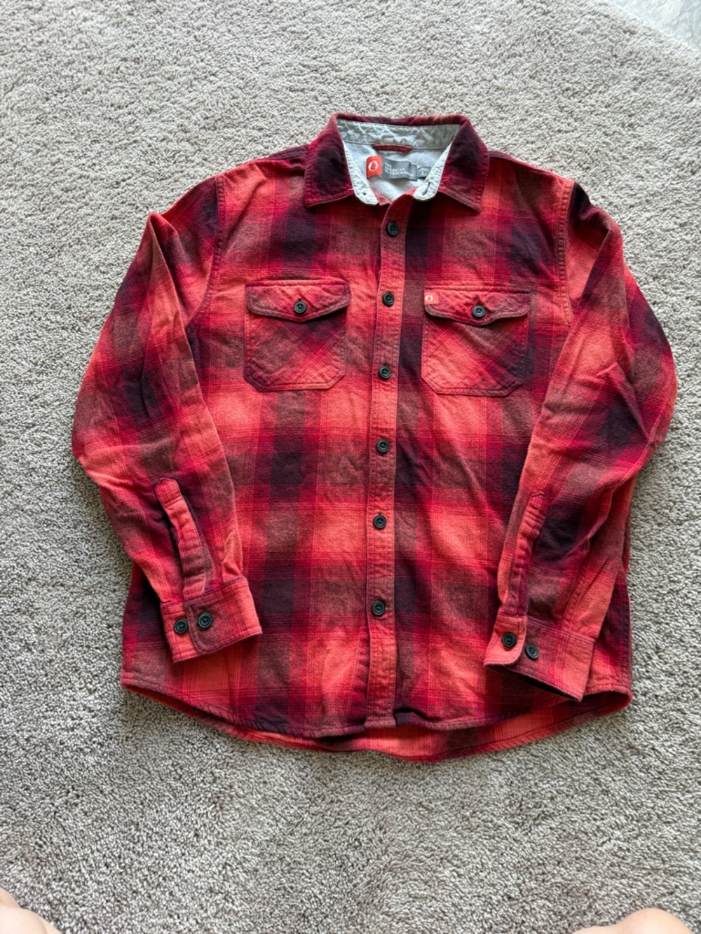 Men's Red Plaid Button-Down flannel Casual Shirt